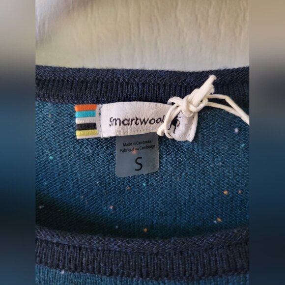 NWT Smartwool Shadow Pine Colorblock Crew Sweater Twilight Blue Donegal Small - Picture 6 of 12